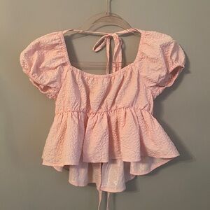 Baby pink tie bow top